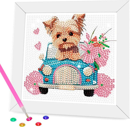 Nardoll Diamond Art Kits for Kids - Arts and Crafts for Kids Ages 4-8-12 - Dimond Art Painting with Wooden Frame - GEM Art for Girls Gifts Boys Adults Beginners Home Wall Decor(7x7inch)