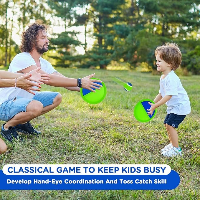 Upgraded Toss and Catch Ball Game Set for Kids, 6 Paddle 3 Balls | Water Resistant, Outdoor, Beach, Pool, Yard, Lawn Games for Kids Toys Birthday Gifts for 3-8 Year Old Toddler Boys & Girls