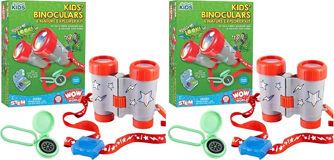 Wow in The World Kids’ Binoculars & Nature Explorer KIT | Look Far, Nature Scavenger Hunt, Specimen Box, Companion Audio Content, Bonus Reusable Science Tool, STEM Toy for Kids 4+ by Thames & Kosmos