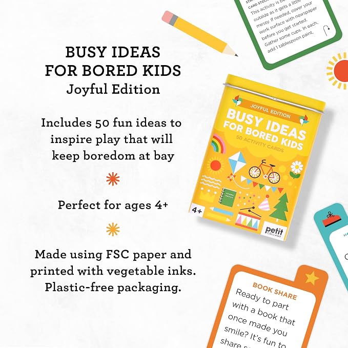 Petit Collage: Busy Ideas for Bored Kids - Joyful Edition - Includes 50 Ideas to Cure Boredom - Active, Creative, and Silly Activities - Great for Kids 4+