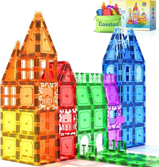 60 PCS Magnetic Building Tiles Kids Toys STEM Magnetic Blocks Sensory Toys | Kids Games Magnetic Tiles Magnet Toys for Boys Girls Aged 3+, Kid Brain Development Preschool Kindergarten Toddler Toy