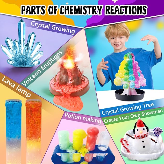 PATIFEED 110 Science Experiments Kit for Kids Chemistry Set | S.T.E.M Toys, Educational Lab, Volcano Eruption, Crystal Growing, Birthday Gifts for Boys Girls
