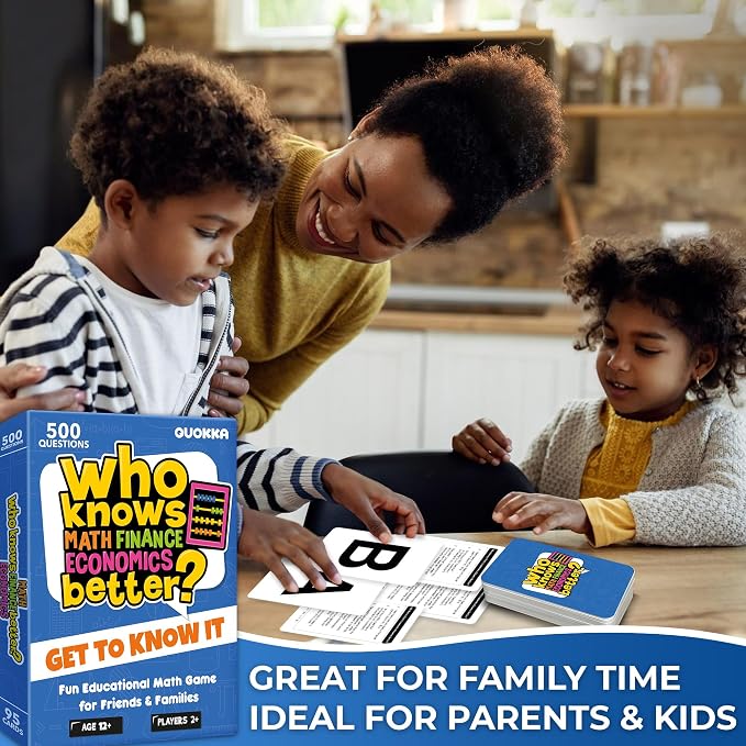 Card Games for Kids 8-12 - STEM Board Family Games for Kids and Adults | Trivia Cards for Family Game Night - Who Knows Math Finance Economics Better - Fun Card Game for Families and Teens