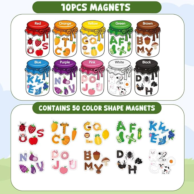 10Pcs Magnetic Color Sorting Cute Alphabet Animals Shape Matching for Kids | 60 Fridge Magnet Soft Magnets for Early Education Color Sorting Fine Motor Skills Boys Girls Gifts