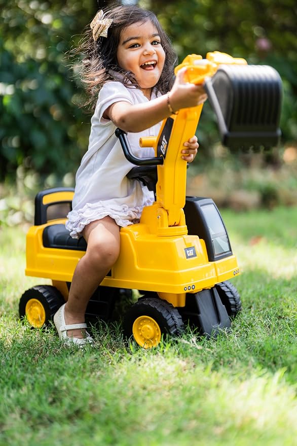 Best Ride On Cars CAT Excavator Push Car – Licensed Caterpillar Ride-On Digger Toy for Kids with Rotating Bucket & Under-Seat Storage – Construction Vehicle for Toddlers