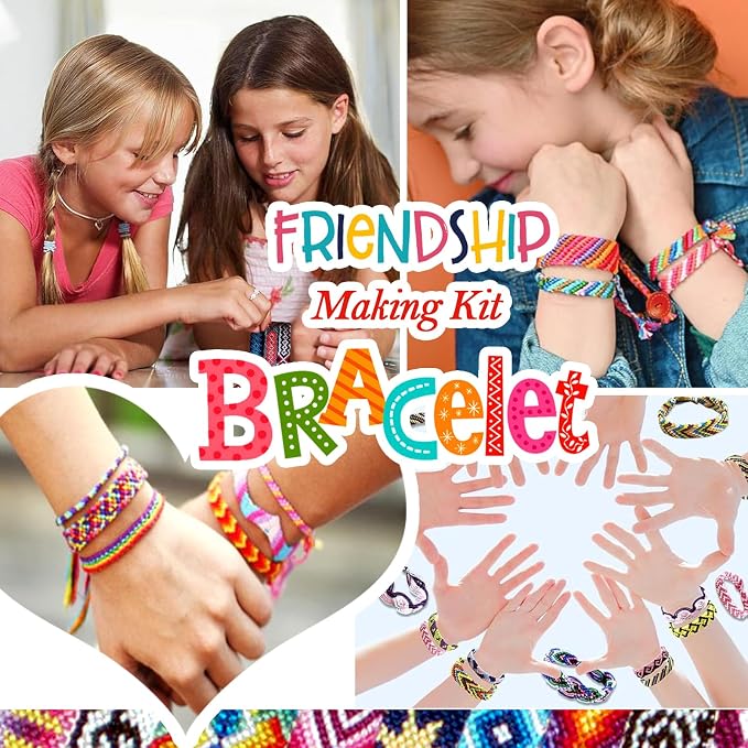 Friendship Bracelet Making Kit toys ,ages for 8 9 10 11 12 Year Old Girls, Kids Travel Activity Set,diy kit,Arts and Crafts Bracelets String Maker Kit ,Great Christmas Birthday Gifts (Purple-Pink)