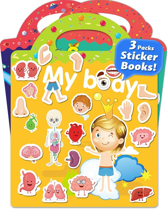 Walenced Reusable Sticker Book for Toddlers, Stickers for Kids, Toddler Toy | Toddler Craft Activities, Toddler Travel Toys, Boy Girl Birthday Gifts, Airplane Travel & Road Trip Essentials Kids