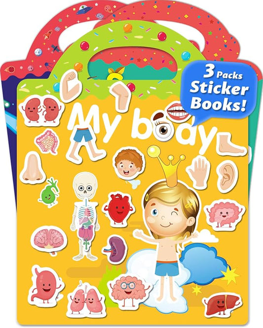 Walenced Reusable Sticker Book for Toddlers, Stickers for Kids, Toddler Toy | Toddler Craft Activities, Toddler Travel Toys, Boy Girl Birthday Gifts, Airplane Travel & Road Trip Essentials Kids
