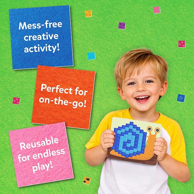 Skillmatics Felt Fun – Animals, Mosaic Art & Craft Activity, Gift for Kids | Reusable Color Matching Activity, Mess-Free, Travel Toy, Arts & Crafts, Fine Motor Skills, Girls & Boys Ages 3, 4, 5, 6, 7, 8