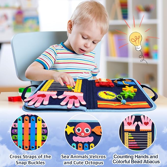 Busy Board Montessori Toys for Toddler Boy Girl Gifts Busy Book | Sensory Toys, Airplane Car Travel Toy, Learning Educational Toys, Activity Book, Toddler Activities, Fine Motor Skills