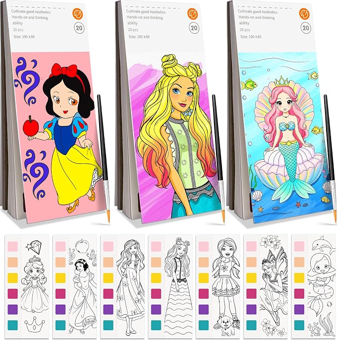 ZHOC Paint with Water Coloring Books for Kids, Pocket Mess Free Watercolor Painting Sets for Kids Ages 3 4 5 6 7 8+, Water Color Paint Set Arts and Crafts Gift for Boys Girls, 3 Pack