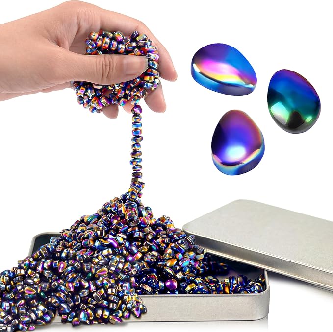 Chilvil Fidget Toys for Teen Boys Adult, Metal Squishy Squeeze Toys for Teen Girls Cool Gadgets Gift Quiet Office Desk Sensory Autism Autistic 500pc Fidgets Beads Stones ADHD Ferrite Putty