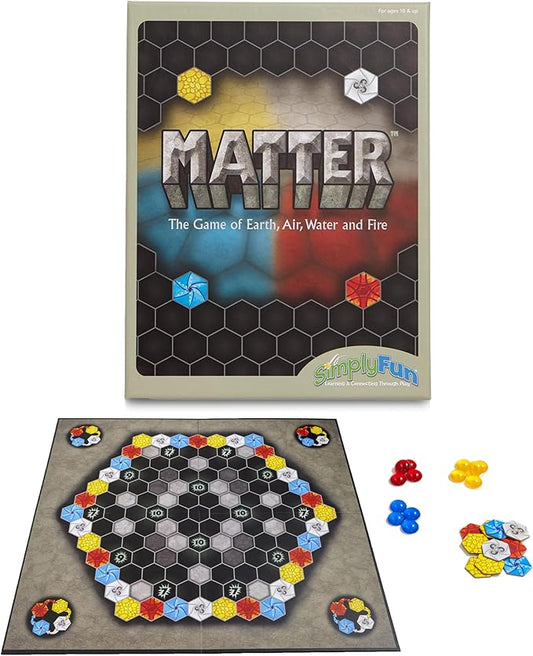 SimplyFun Matter Board Game – Area Control Strategy Game for Teens and Adults Ages 10+ – Includes Game Board, 92 Element Tiles, 56 Elementals, 14 Matter Tiles, 4 Player Screens, 2 Bags – 2-4 Players