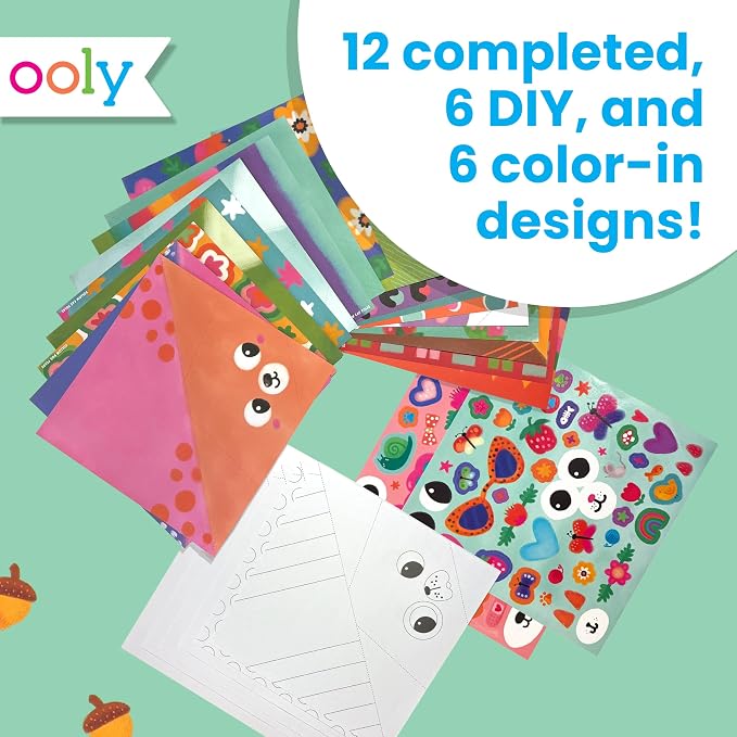 Ooly DIY Paper Origami Kit, 24 Animal Designs & Stickers | Ages 6+, Includes 12 Completed, 6 Blank, and 6 Coloring Folding Pet Origami Designs, Fun Screen-Free Craft Activity for Kids