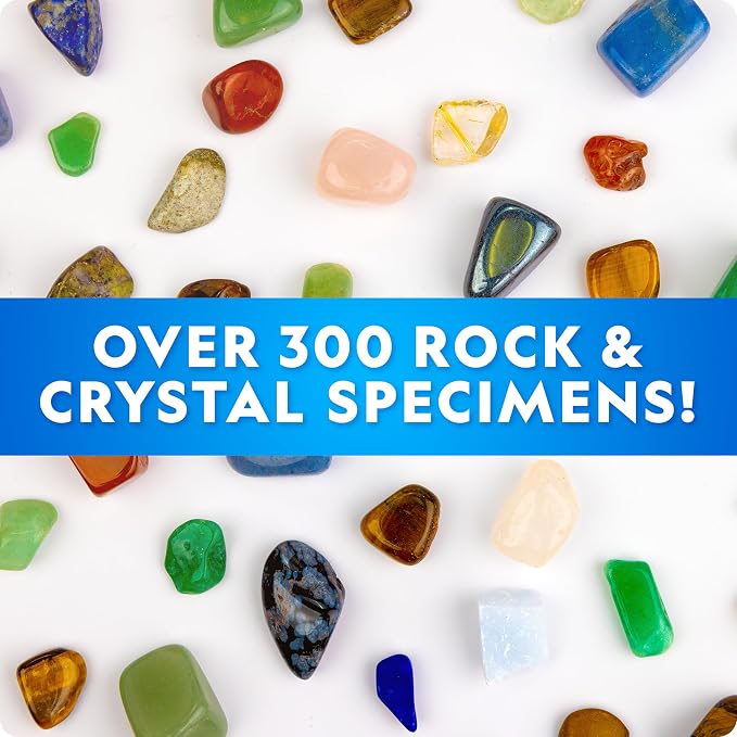 National Geographic Rock Collection with 300+ Gemstones and Minerals | Genuine Rocks, Minerals & Crystals, 2 Break-Open Geodes, Magnifying Glass, Storage Bag, Geology Gift, Birthday Gift