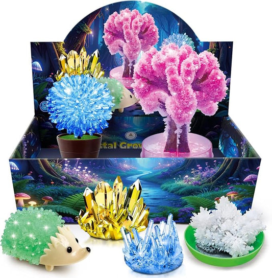 UNGLINGA Crystal Growing Kit for Kids, Grow 6 Vibrant Crystals Making Kit | Chemistry Experiments, Science, S.T.E.M Toys, Gifts Idea for Boys Girls, Crystal-Growing Tree, Hedgehog Crystal