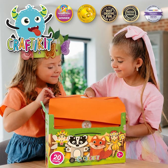 Craftikit® 20 Award-Winning Fairy Garden Crafts for Kids - 20 All-Inclusive Fun Paper Toddler Crafts, Fairy Garden Kit for Kids Ages 3-10