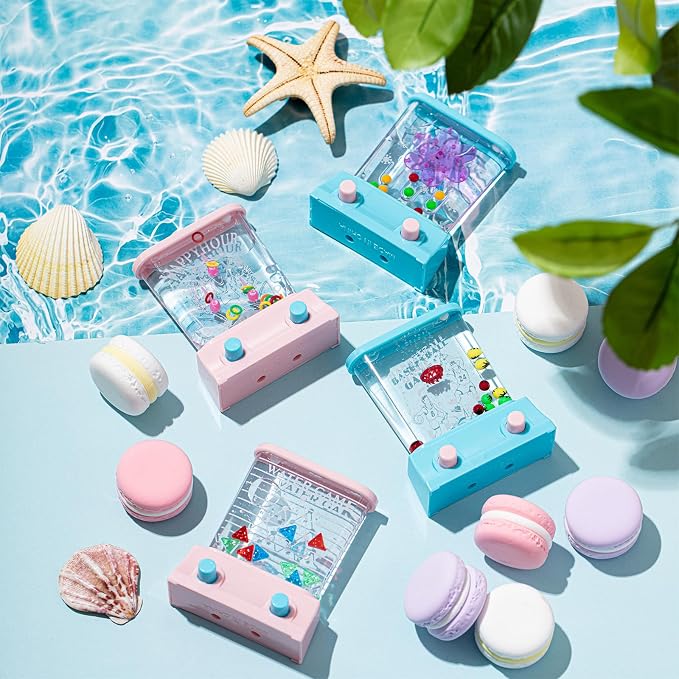 Gejoy 4 Pieces Water Games Handheld for Kid Small Retro Waterful Ring Toss Handheld Game Birthday Goodie Bags Stuffers School Classroom Prize Reward Pastime Car Toy Fidget for Boy Girl(Elegant Style)