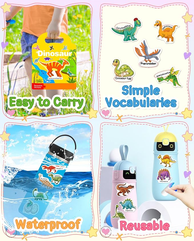 Benresive Reusable Sticker Book for Toddlers, Stickers for Kids, Travel Toy | Toddler Toys, Boys Girls Birthday Gifts, Airplane & Road Trip Essentials Kids, No Mess Waterproof Toddler Crafts Activities