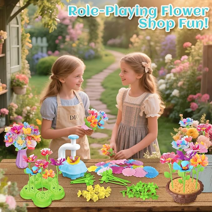 Kufanda Arts and Crafts for Kids 4-6, Toddler & Creative Fabric Flower Bouquets Toys for 4-8 Year Old Kids, for Granddaughters & Craft Lovers, Educational Fun DIY Activity Set