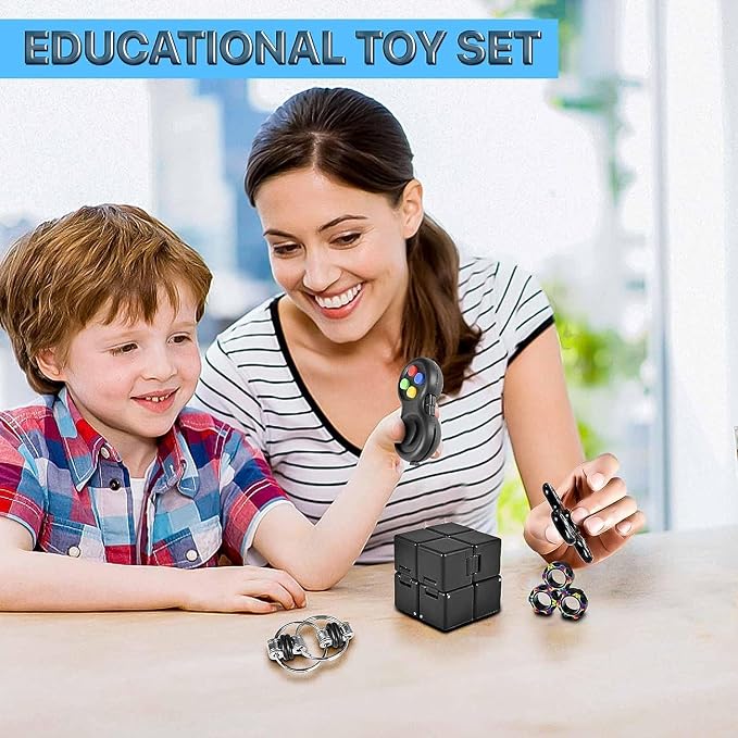Fidget Toys Adults Set Fidgets for Classroom Must Have Autism Sensory Pack Figette Cube ADHD Special Treasure Prize Tool Stress Relief Desk Cool Gadget for Kid Easter Basket Stuffers for Teen Boys