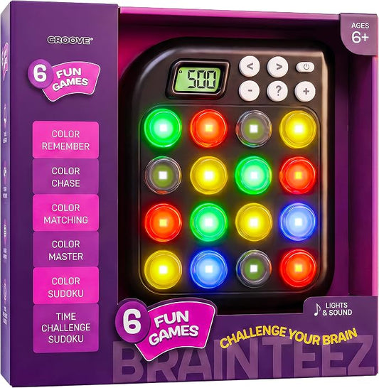 Brain Teasers & Memory Game, 6 Fun Games, Stocking Stuffer Ages 6-11 | Best Activity Gift for Boys & Girls Ages 6-11