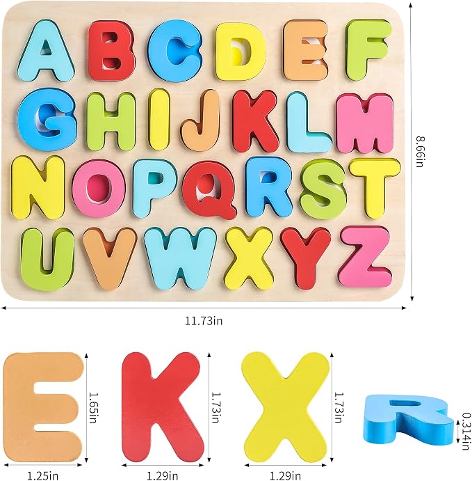Aile Wooden Learning Alphabet Peg Puzzle Board Toys