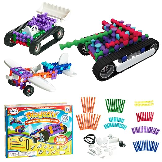POPULAR PLAYTHINGS Playstix, Master Set 141 Piece, Building Sticks Kit | for Kids Ages 4 and Up, Construction Stem Building Toy Gift, for Boys & Girls, for Kids
