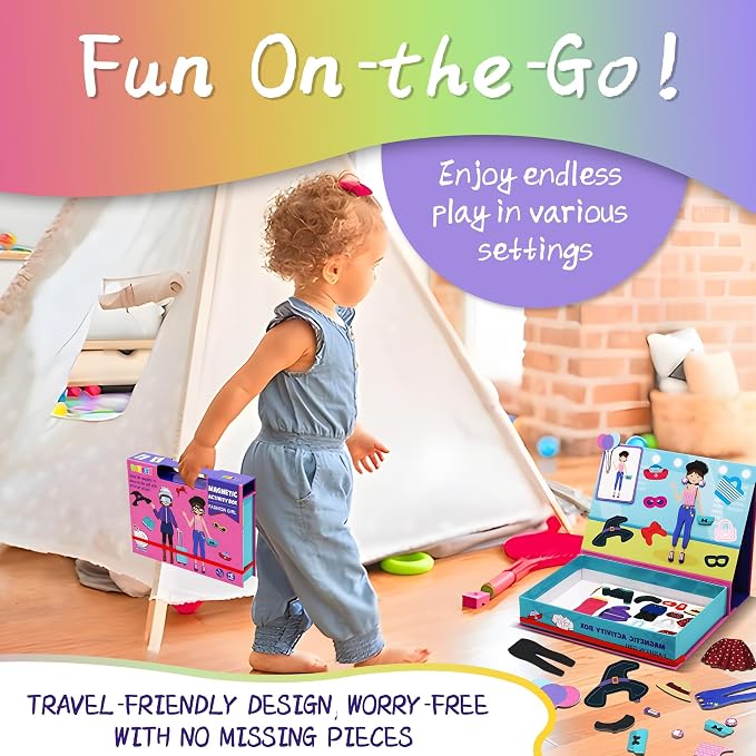 Magnetic Paper Dolls for Girls Ages 4-7, 71-Piece Dress-Up Kit | Fashion Dress-Up Play, Preschool Learning Activities, Travel-Friendly STEM Toy, Fun Fridge Magnets
