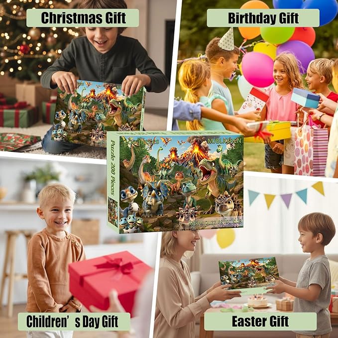 Puzzles for Kids Ages 6-8, 200 Piece Puzzles for Kids-Dinosaur World | 200 Piece Jigsaw Puzzles for Kids Ages 8-12 Year Old and Adults.Colorful Children Puzzles for Girls and Boys Educational Toys