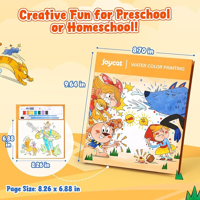 JoyCat Paint with Water Coloring Books for Toddlers (Comics) | Watercolor Painting Set for Kids Ages 3-5 & 4-8, Arts & Crafts Drawing Activity Travel Toy, Birthday Gifts for Boys & Girls