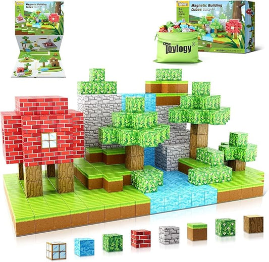 Magnetic Blocks 1 inch Magnetic Building Blocks for Kids Age 3-5 5-7 6-8 | Magnet Learning Sensory Toys, Game Inspired Building Craft, Holiday Toys Birthday Gifts, Mine Magnet World Stacking Cubes