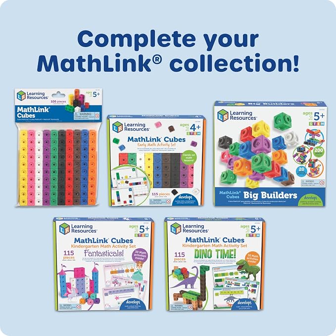 Learning Resources MathLink Cubes - Set of 100 Cubes, Ages 5+ Kindergarten, STEM Activities, Math Manipulatives, Homeschool Supplies, Teacher Supplies | Linking Cubes, Classroom Essentials, Kids Counting Blocks for Classroom, Math Manipulatives Kinderg...