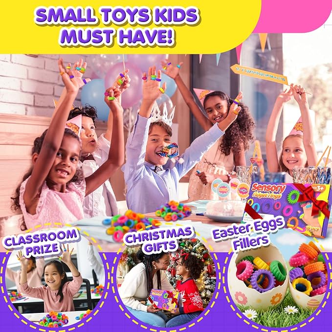 Fidget Toys Sensory Rings for Kids: Quiet Textured Ring 18 Pack - Sensory Toys for Kids with Autism - Calming Corner Bulk Fidgets for Classroom Prize - Party Favors Goodie Bag Fillers