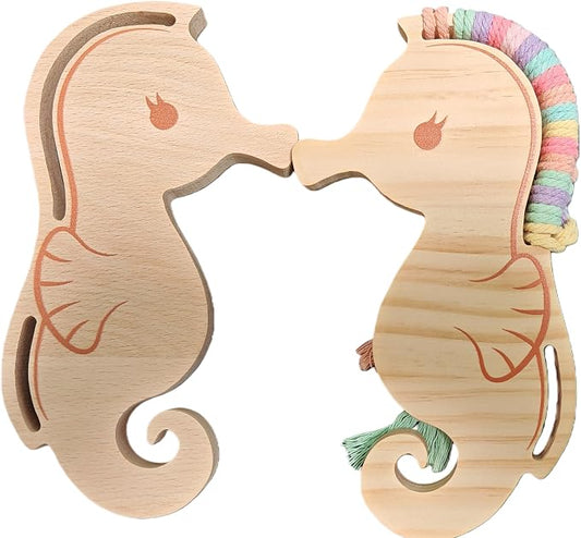 Eray Montessori Wooden Lacing Toy for Kids Ages 4-6, Fine Motor Skills Sensory Threading Animal Toy, Preschool Learning Activity Toy for Hand-Eye Coordination & Focus Training (Seahorse)