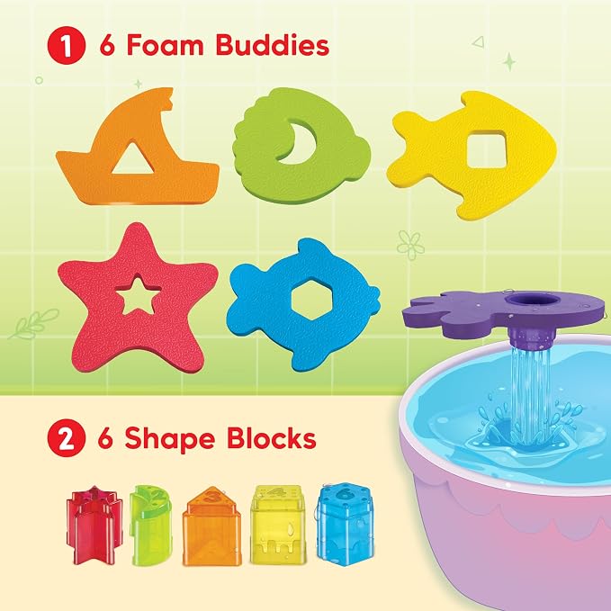 Imagimake Leaps & Bounds - Floating Bath Buddies, 3-in-1 Bath Toy, Ages 6M+ | Early Learning Bath Toy, Learn Colors, Shapes & Water Play, Gift for BabiesAges 6,7,8,9,10,11,12 Months