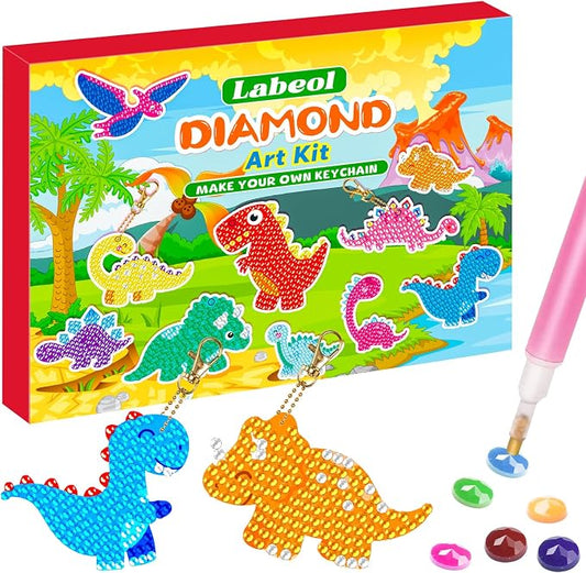 Labeol Arts and Crafts for Kids - Creat Your Own GEM Keychains-5D Diamond Painting by Numbers GEM Kits for Kids Girls Toddler Age 6-7 6-8 10-12