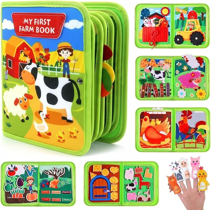 Cobelae Busy Book for Toddlers 1-3, Montessori Toys for 1 Year Old | Busy Board Quiet Activity Books,Travel Toys for Kid,Soft & Durable Felt Material,Fine Motor & Cognitive Development