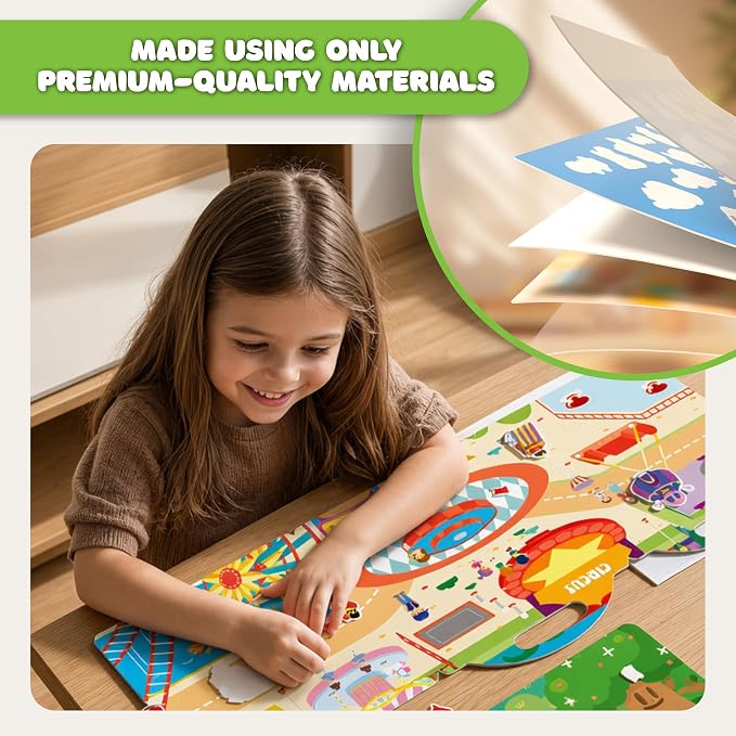 Premium Reusable Jelly Sticker Book Set for Toddlers & Kids – Dinosaur, Space & Vehicles 3-Pack Collection | Washable Silicone Stickers | Screen-Free Travel Activity | Mess-Free Toy