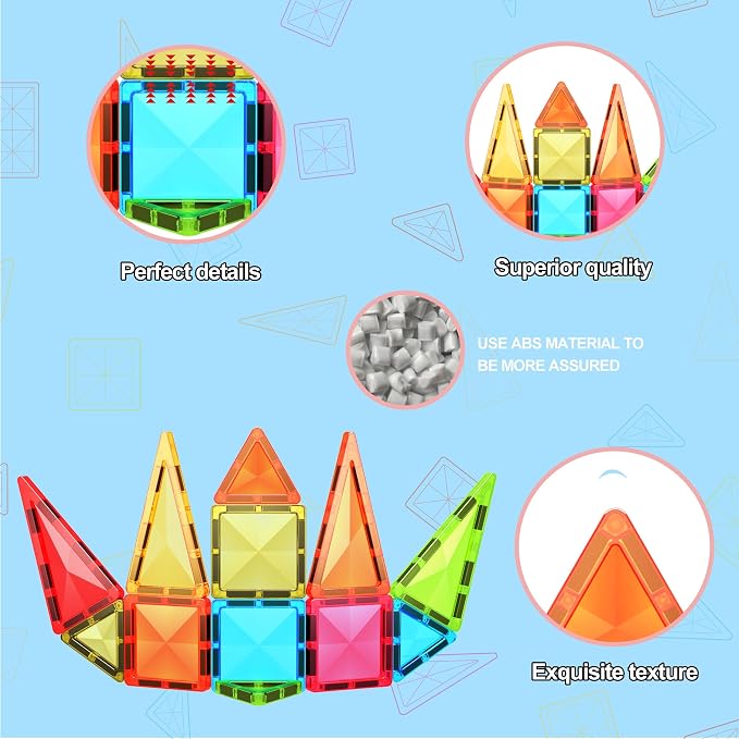 PicassoTiles Magnetic Tile 24pc Mini Diamond Magnetic Building Blocks Set Travel Size STEM Educational Construction Toy Portable Hands On Learning Creative Open Ended Play for Kids Ages 3 Plus PTM24