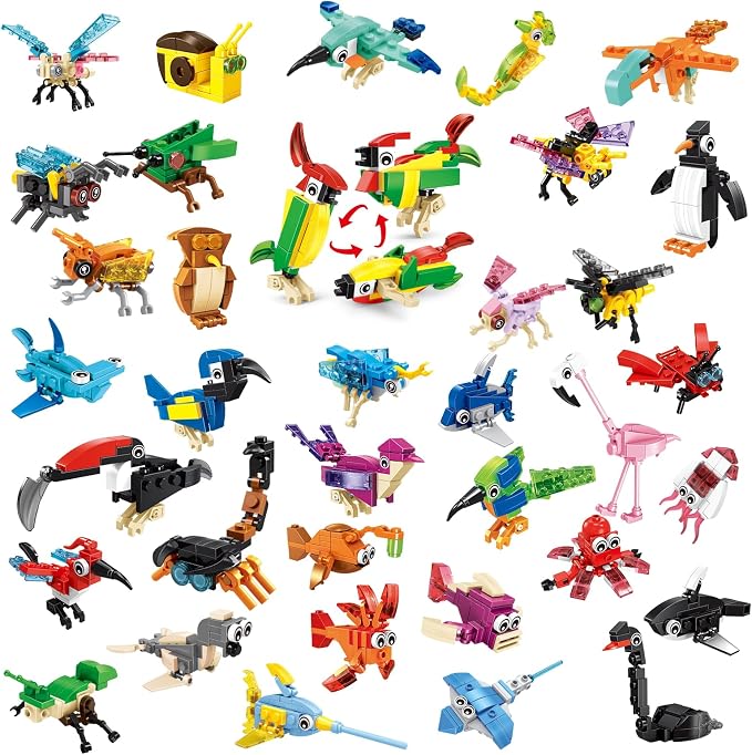 Mini Building Blocks Sets Party Favors for Kids 4-8, 36 Packs | Small Animal Building Block Sets, Treasure Box Prizes, Pinata Stuffers for Kids, Prize Kids Classroom, Goodie Bag Stuffers