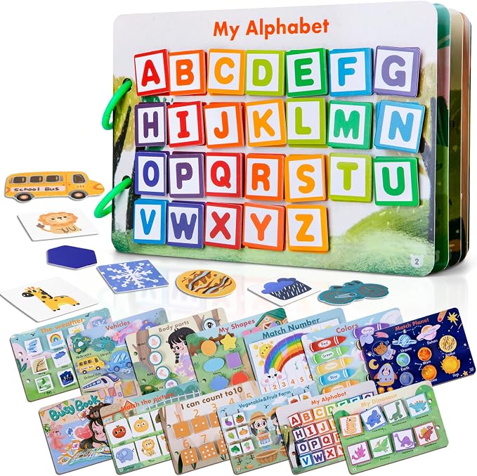 NAHSHON 12 Themes Small Montessori Busy Book Learning Toys for Kids 3-5 | Preschool Learning Activities Educational Sorting Toys for Kids 3 Year Old, Autism Sensory Fine Motor Matching Games