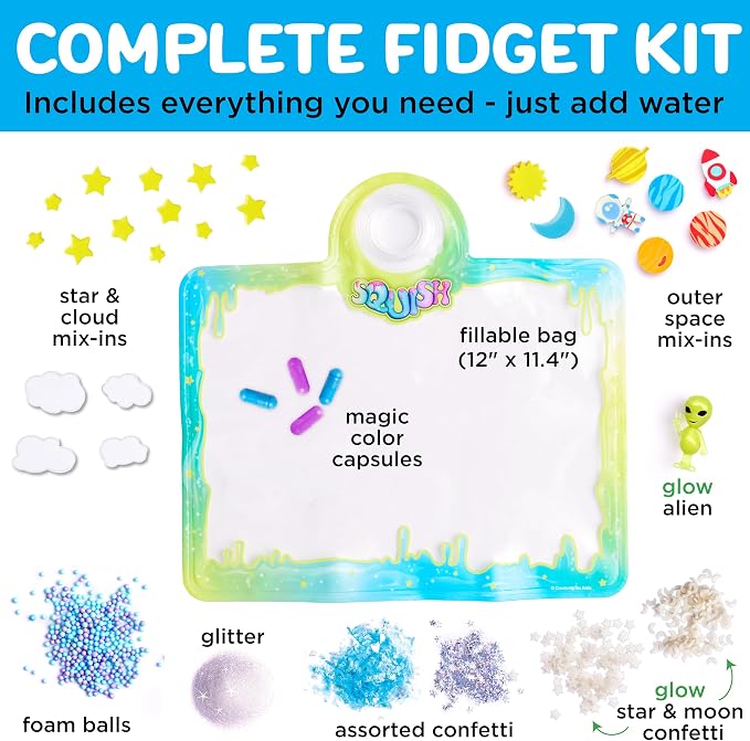 Creativity for Kids Super Squish Fidget Bag: Outer Space - DIY Craft Kits for Boys and Girls, Sensory Toys, Galaxy Slime Space Toys and Gifts for Kids (Ages 6+)