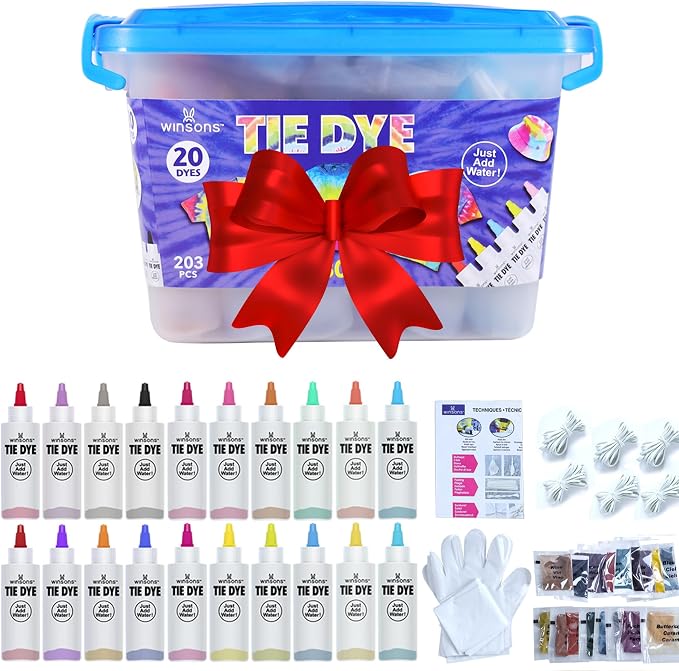 Tie Dye Kit 20 Colors Permanent Fabric Dye Art Set for Kids Adults for School, Homemade Party, Creative Groups Activities, DIY Gift | Just Add Water, Pre-Filled Dye Bottles, for School, Homemade Party, Creative Groups Activities, DIY Gift