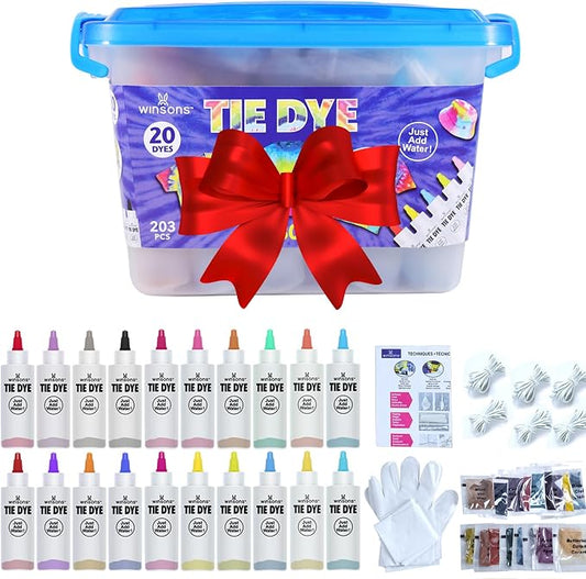 Tie Dye Kit 20 Colors Permanent Fabric Dye Art Set for Kids Adults for School, Homemade Party, Creative Groups Activities, DIY Gift | Just Add Water, Pre-Filled Dye Bottles, for School, Homemade Party, Creative Groups Activities, DIY Gift