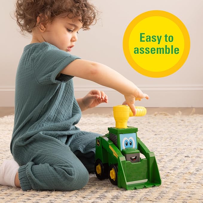 BUILD-A-BUDDY Take Apart Toys - John Deere Skid Steer - Includes Kids Ratchet Tool - 2-in-1 Toddler Building Toys with Free Rolling Wheels - 13 Pieces - Ages 18 Months and Up