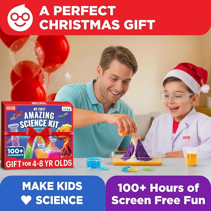 Doctor Jupiter My First Amazing Science Experiments Kit Ages 4+ | Birthday Gift Ideas for Boys & Girls 4, 5, 6, 7, 8 Year Olds, Science Kits for Kids Ages 5-7, STEM Educational Toys