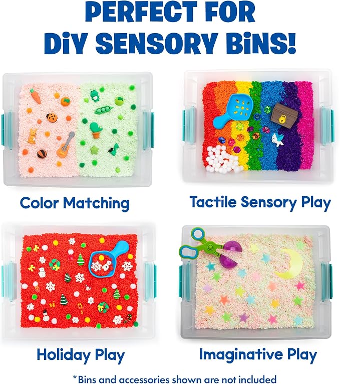 Educational Insights Pluffle Glow-in-the-Dark - Preschool Sensory Bin Filler, Tactile Sensory Toys for Toddlers 3-4, Mess Free Slime Alternative, Satisfying Foam Sand Bin Filler, Includes Two Colors