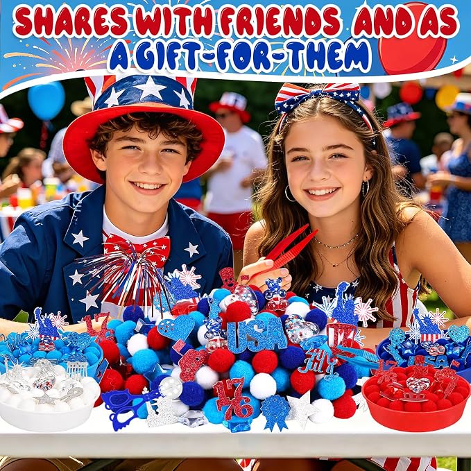 361Pcs Independence Day Sensory Bin Filler Independence Day Fine Motor Bin Item Includes Tweezers Scissor Pom Poms Stars Hearts Resin for 4th of July Counting Decor Motor Skills Development