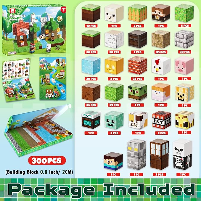 ToyUnited 300PCS Magnetic Blocks - Magnetic Building Blocks, Stacking Magnet Cubes Toys, STEM Montessori Sensory Game Toys for Kids Boys and Girls Ages 3 4 5 6 7 8 9 10+ Birthday Gifts